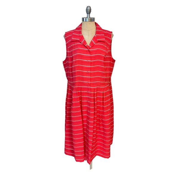 Talbots Orange & White Striped Sleeveless Spring Dress 16W - Picture 1 of 5